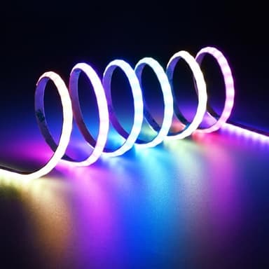 TOPAI 5mm Ultra Thin WS2812B COB LED Strip 16.4ft DC5V Smart IC RGB Individual Addressable Dream Color 160LED/M Flexible Light Tape for Gaming Room/Home Theater
