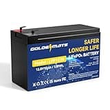 GOLDENMATE 12V 10Ah Lithium LiFePO4 Deep Cycle Battery, 5000+ Cycles Rechargeable Battery, Built-in 10A BMS, Lithium Iron Phosphate for Solar/Wind Power, Marine, Fish Finder, Ride-on Toy, Power Wheel