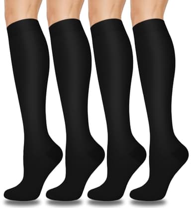 Aoliks Black Compression Socks for Women & Men 15-20 mmHg - Best Support for Nurses, Running, Hiking, Flying, Gift for Women