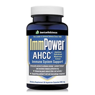 American BioSciences ImmPower AHCC Herbal Mushroom Supplement, 500mg per Capsule for Immune Support, Maintains Natural Killer Cell Activity, Pack of 1, 60 Veggie Capsules