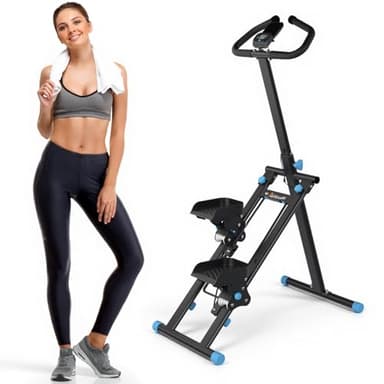 Stair Stepper for Home, Stair Master for Exercise at Home Folding Stair Stepper for Full-Body Workout Compact Stair Climber with Resistance/Phone Holder/Adjustable Handlebar & Pedals-Black