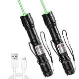 MIPREZT [2 Packs] Rechargeable Professional Green Beam Flashlight Long Distance Range for TV/LED/LCD Screens Tactical Flashlights Presentation Office/Outdoors/Astronomic/Construction [002]