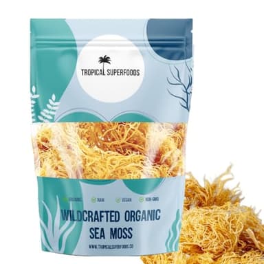 Tropical Superfoods 100% Wildcrafted Sea Moss Raw 4 oz | Organic Sea Moss | Sundried | Ocean Harvest | Makes 120 Ounces of Sea Moss Gel - Gold