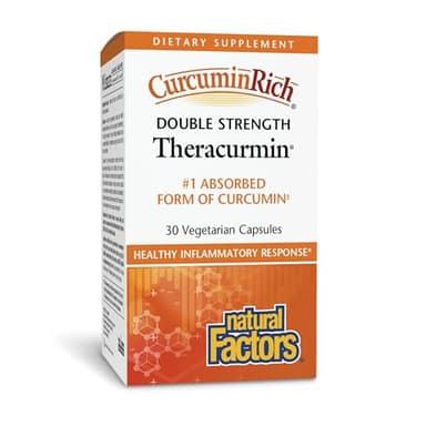 Natural Factors, CurcuminRich Double Strength Theracurmin, 60 mg, Just 1 Capsule Daily, Formulated for Superior Absorption, 30 Count (Pack of 1)