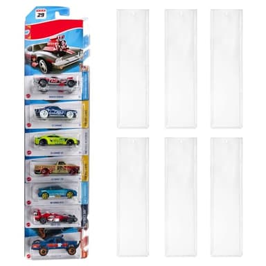 6 Pack Clear Model Car Display Case - Holds up to 60 Cars, Compatible with Hot-Wheels Packaged Diecast Blister, Toy Storage Organizer Wall Mount Display Case