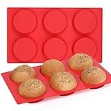 AOTASO 2 Pcs Muffin Top Pans Non Stick Silicone Egg Molds For Breakfast Sandwiches 3 Inch Round Egg Silicone Molds For Baking English Muffins, Whoopie Pies, Corn Bread, Egg Bites, Tarts (Red)