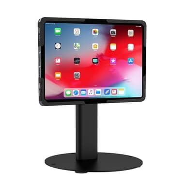 Mount-It! Universal Tablet Stand with Tilt, Anti-Theft Retail iPad POS Kiosk Stand, Fits 9.7"–13.1" Tablets, 90° Rotation & 180° Tilt, 20 lb Capacity, Steel Countertop Mount, Black