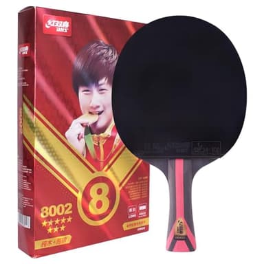 DHS Ping Pong Paddles with 5 Wood + 2 Aryslate Carbon Blade - ITTF Approved -Pro Ping Pong Paddle for Advanced Control & Speed - Table Tennis Racket for Offensive Players(8002-Shakehand)