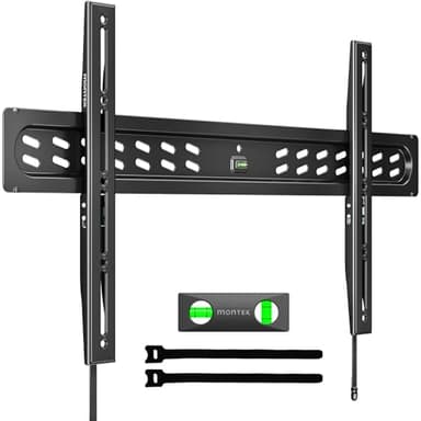 monTEK Ultra Slim Fixed TV Wall Mount Bracket for 43–95" Flat & Curved TVs, Super Low Profile 0.95" from Wall, Holds 150 lbs, Supports VESA 800x400, Fits 16"/18"/24"/32" Studs