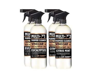 Lux Clean Multi-Purpose Cleaners, Vinegar with Eucalyptus and Peppermint | 32 Fl Oz Bottles, Pack of 4 | Home and Body Company