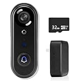 KALOGL Doorbell Camera Wireless 1080P, No Monthly Fee, Video Doorbell with Chime,32GB SD Card, Motion Detection, 2-Way Audio, 2.4GHz WiFi, Battery Powered,Easy to Install