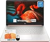 HP 14 Inch Laptop Student Business, with Windows 11 Pro, Intel Dual-Core N4120, 16GB RAM, 384GB Storage(128GB eMMC+256GB MSD), Ultra Light, Webcam, WiFi, 1-Year Office 365, Accessories
