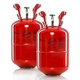 Party Factory set of 2 helium tanks for up to 50 balloons each, 2 helium cylinders with 14.1 cu. ft. gas each for party latex-, foil balloons