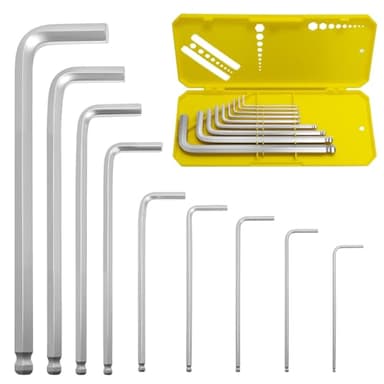 Zoikuloi 9 PCS Hex Key Set, Ball-End Allen Wrench Set, CR-V Allen Key Set, Metric Hex Wrench Set with 1.5-10MM Sizes, Ergonomic Non-Slip Portable Storage Case for Furniture, Bike, Electronics