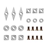 DEEFIINE 15Pcs Tungsten Carbide Cutters Inserts Set for Wood Lathe Turning Tools (11mm Square, 11mm Square with Radius R50,12mm and 8.9mm Round,30x10mm Diamond with Sharp Point With 8pcs Screws)