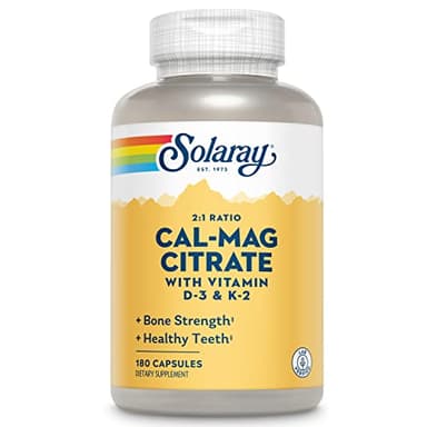 SOLARAY Calcium Magnesium Citrate w/Vitamin D3 K2 - Calcium Supplements for Women and Men - Bone and Heart Health Support - Cal Mag 2:1 Ratio, Plus Vitamin D 3 and K2, 60-Day Guarantee, 30 Servings