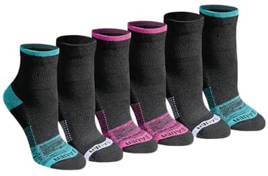 Eddie Bauer Women's Dura Dri Moisture Control 6-Pair Quarter Socks, Black Assorted (6 Pairs), Medium