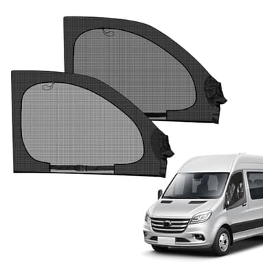 Magnetic Van Window Bug Screen for Front Doors, Universal Fit for Sprinter, Promaster, Transit, Metris & Most Vans MPVS, Fine Mesh Insect Protection, 42 x 29 inches(Pair)