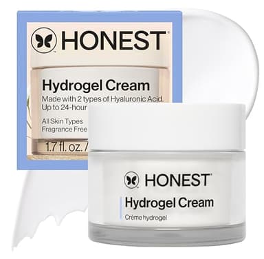 Honest Beauty Hydrogel Cream with Hyaluronic Acid, Lightweight Moisturizing Water, Gentle for Sensitive Skin, Fragrance-Free, Vegan 1.7, fl oz