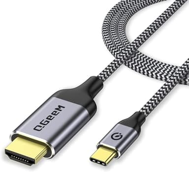 QGeeM USB C to HDMI Cable Adapter 6FT 4K, USB Type C to HDMI Thunderbolt 3/4 Compatible for iPhone 16, Galaxy, MacBook Pro/air, IPad pro, Surface,Dell XPS, HP, Thinkpad, Pixelbook, and More