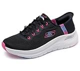Skechers Sport Women's Women's Hands Free Slip-INS Arch FIT 2.0-Easy Chic Sneaker, BKHP=Black/Hot Pink, 11