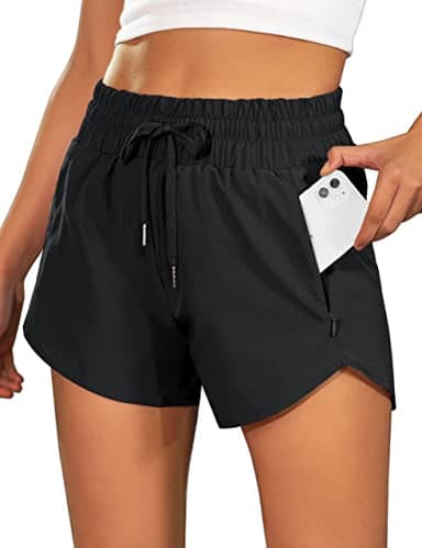 BMJL Women's Running Shorts 2.5" High Waisted Athletic Short Summer Gym Workout Short with Zipper Pockets(M,Black2)