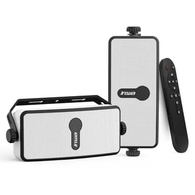 Inwa Upgraded 200W Outdoor Bluetooth Speakers Pair - IPX5 Waterproof Wall Mount Stereo Speaker, Wireless Multi-Speaker Connection with Auracast, Sound System w/Aux for Porch, Patio, Garage, Home