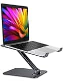 RIWUCT Foldable Laptop Stand, Height Adjustable Ergonomic Computer Stand for Desk, Aluminum Portable Laptop Riser Holder Mount Compatible with MacBook Pro Air, HP, Dell 10-16" (Black)