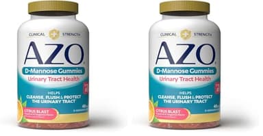 AZO D Mannose Urinary Tract Health Gummies, 40 Count, Clinical Strength 2000mg, Helps Cleanse, Flush & Protect, No.1 Pharmacist Recommended Brand, Vegan Tangy Citrus Blast Flavor, Non-GMO, Gluten Free