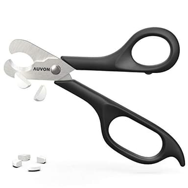 AUVON Scissors-Shaped Pill Cutter, Sharp Blade Pill Splitter for Easily Dividing Most 5-15mm Vitamins, Tablets and Medications in Half
