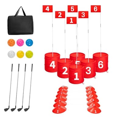 SJEhome 6 Hole Backyard Game Golf for Adults Outdoor Indoor Practice Gifts for Yard, Lawn, Park, Yard, Beach