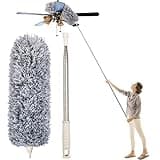 Dusters for Cleaning High Ceiling Fan, Newliton Microfiber Feather Duster with 30'' to 100'' Telescoping Extension Pole, Long Extendable Duster for Home Car Furniture Cobweb