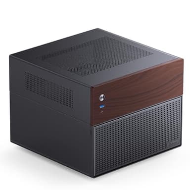 JONSBO N4 Black NAS Pc Case, Walnut Wood, 8-Drive Bay/6 * 3.5 "HDD (4 hot-swap,2 Non hot-swap),2 * 2.5SSD,Micro ATX Chassis, USB3.2Gen2Type-C, 1x120mm Fan Built-in, Black