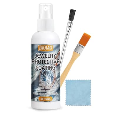 JAOJAO Jewelry Protective Coating, Jewelry Sealant Protective Coating for Metal Fast Drying Transparent after Curing Long Lasting Protect Metal and Stone Jewels from Wear, Clear, 50ML