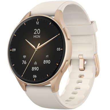 kececo Smartwatch, Built-in Alexa, GPS, VO2 Max, HRV, Blood Oxygen, Sleep Monitoring, Women's Health, Custom Reminders, Sports Tracking, 1.32" AMOLED, Compass, Altimeter (Bluetooth, Gold, 43mm)