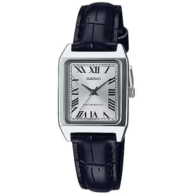 Casio LTP-V007L-7B1 Women's Rectangular Leather Strap Silver Roman Dial Dress Watch