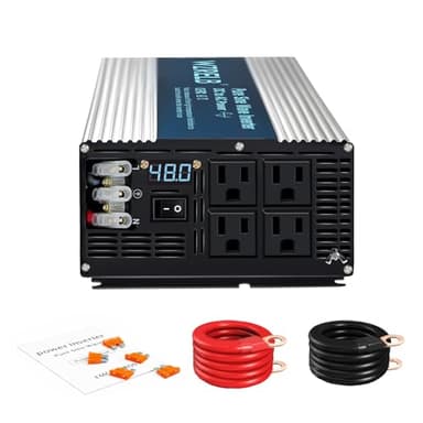 WZRELB 5000W Pure Sine Wave Inverter 48V DC to 110V 120V AC Power Converter with LED Display, Hardwire Terminal,Off-Grid Portable Power Inverter with 4 AC Outlets for Home, RV, Truck, Camping