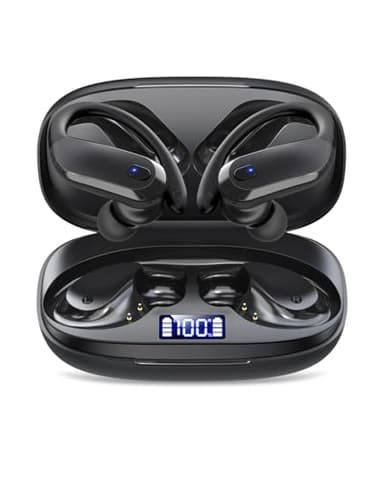 Wireless Bluetooth 5.4 Earbuds with LED Power Display, Button Control, Physical Noise Cancelling Design, HiFi Stereo Sound, 50 Hours Battery, Waterproof in-Ear Headphones for Sports & Travel