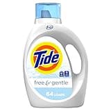Tide Free & Gentle, Liquid Laundry Detergent Soap, Unscented, Hypoallergenic for Sensitive Skin and Free of Dyes, HE Compatible, 64 Loads, 84 fl oz