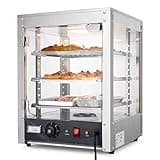 WeChef 15" 3-Tier Commercial Food Warmer Pizza Warmer Display Electric Countertop with LED Adjustable Lighting Stainless Steel Pastry Display Case for Fast Food Restaurant Food Truck Food Tent