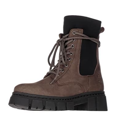 PAJAR Women's Casual Outdoor Winter Snow Waterproof Leather Upper Front Lace-Up Closure Ankle Veloce Boots Shoes, Black/Castanho, 8-8.5