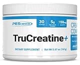 PEScience TruCreatine+ Creapure Creatine Monohydrate Powder, Micronized Creatine with ElevATP, 5g Per Serving, for Men & Women, Supports Muscle Growth, Strength & Recovery, 30 Servings