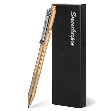 SMOOTHERPRO Bolt Action Pen, Solid Brass Ballpoint Pen Compatible with Pilot G2 Refill, Weighted Heavy Pen for Tremor Parkinson Arthritic Hand, Color Natural (RG336)