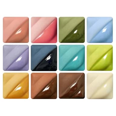 AMACO Velvet Underglazes 12-Count Set No. 2, 12 Assorted Colors in 2 oz. (59 mL) Jars, Cone 05-10 (V) Intermixable Liquid Ceramic Pottery Underglazes for Bisque and Wet/Unfired Clay