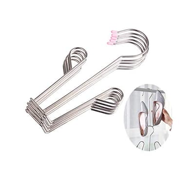 Leoyoubei 5 Pack Stainless Steel Shoes Hanger Drying Rack for Dehumidifying Hanging Leather Shoes,Double Hook Design Drying Shelf Storage Organizer,Closet Organizer Storage