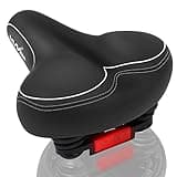 Oversized Bike Seat, Wide Bicycle Seat for Women Men Comfort, Universal Waterproof Bike Saddle Replacement with Safety Reflective Strip for Peloton, Exercise Bikes, Cruiser, City Bikes