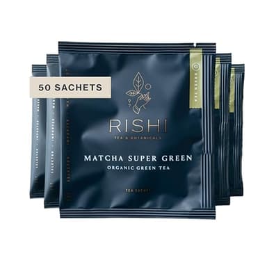 Rishi Tea Matcha Super Green Japanese Tea - Organic, Caffeinated Sachet Bags, Umami, Antioxidant Rich Sencha & Matcha Blend - 50 Count