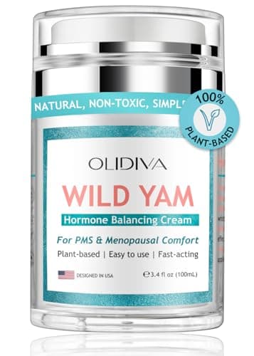 Olidiva Wild Yam Cream, Hormone Balance for Women | Natural Estrogen & Progesterone Free Hormone Support | For PMS & Menopausal Comfort | Day & Night Cream for Hot Flashes & Night Sweats, (3.4 oz)