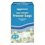 Amazon Basics Freezer Quart Bags, 120 Count (Previously Solimo)