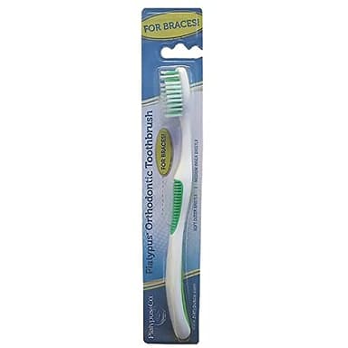 Platypus Orthodontic Toothbrush for Braces | Soft Bristle Braces Toothbrush for Adults & Kids | Angled Bristles for Better Access Around Brackets and Archwires, Comfort Silicone Grip | 1 Count